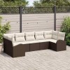 VidaXL Set de canapele pentru grădină 7 pcs maro și alb Rattan poli 3354857