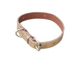 Zgarda Aurie Piele Naturala Caini Mici, Ajustabila 22-30cm, 35x1.5cm, Handmade, Pechinezi