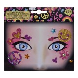 Set Tatuaje Temporare cu Glitter si Strass, Modele Flori, Inimi, Pace, Multicolor, CMCLASS