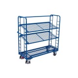 Carucior cu trei rafturi din plasă de s&acirc;rmă acoperite cu pulbere capacitate de &icirc;ncărcare 400 kg Tip L