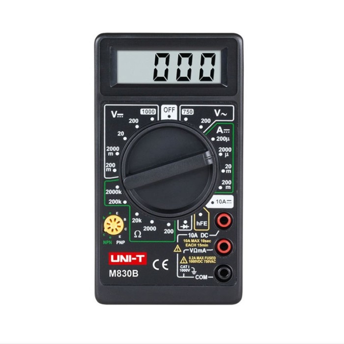 Multimetru digital UNI-T DT830B, testare diode, negru Multimetru digital UNI-T DT830B, testare diode, negru