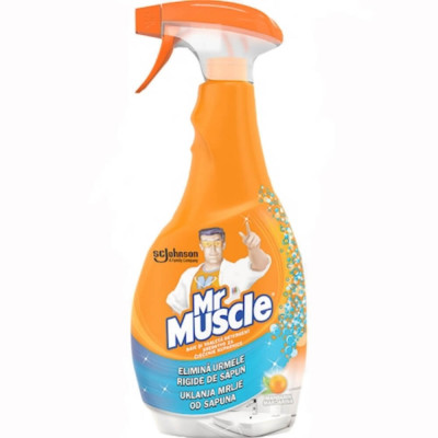 MR MUSCLE Solutie de Curatare Baie si Toaleta, 5 in 1, 500 ml, Recipient cu Pompa, Solutie Curatare Baie si Toaleta, Solutie Curatare Baie, Solutie Cu foto