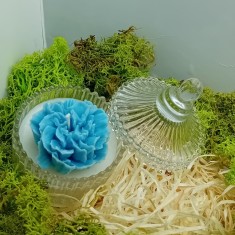 Lumanare Parfumata din Ceara de Cocos - Floare Albastra in Mini Bomboniera