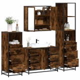 Set de mobilier de baie 4 piese Lemn prelucrat de stejar afumat GartenMobel Dekor