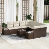 VidaXL Set de canapele pentru grădină 9 pcs Maro, Crem 55 x 55 x 37 cm