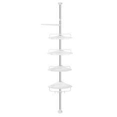 Organizator reglabil tip coltar pentru dus si baie, 4 rafturi