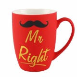 Cumpara ieftin Cana mata din ceramica Pufo Mr Right, pentru cafea sau ceai, 360 ml, rosu