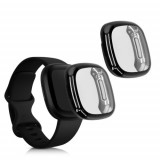 Set 2 huse pentru Fitbit Versa 3/Sense, Silicon, Negru, 53390.02, Kwmobile