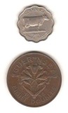 SV * Insula Guernsey * UK / Marea Britanie 3 PENCE si 8 DOUBLES 1956 * AUNC (+)