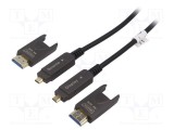 Cablu HDMI 2.0 HDCP 2.2 optic LSZH 20m negru metal - DIGITUS