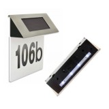 Placa numar casa iluminata LED, incarcare solara, carcasa din INOX