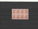 ROMANIA 1918/19 LP 71 CAROL I MOLDOVA VALOAREA DE 15 BANI ( LP 71 a ) IN BLOC DE 8 NESTAMPILAT
