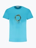 Tricou barbati din bumbac cu decolteu la baza gatului, Azur, M