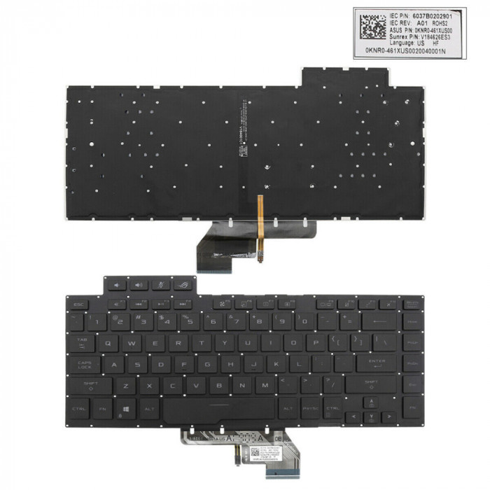 Tastatura Laptop, Asus, Zephyrus ROG G15 GA502, GA502D, GA502DU, GA502GV, GA502I, GA502IU, GA502IV, iluminata, layout US