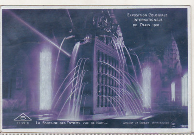 bnk cp Franta - Expozitia Coloniala Paris 1931 - Fantana Totemurilor foto