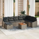 Gossi set canapea gradina cu 9 piese, perne gri din ratan sintetic