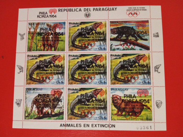 PARAGUAY, SUPRATIP. SPORT 1988 - BLOC MNH