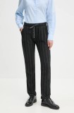 La Petite Fran&ccedil;aise pantaloni de lana PFPOLI culoarea gri, drept, high waist, PFPOLI
