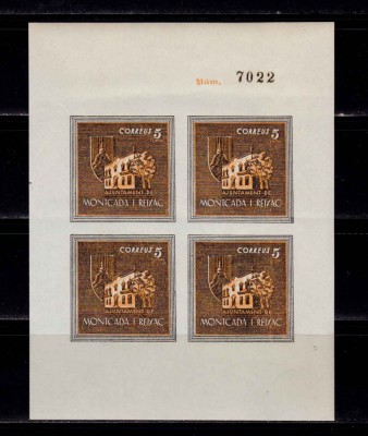 Catalonia 1937 colita-Spania razboiul civil,emisiune locala - cladirea Ajuntament de Montcada i Reixac,MNH foto