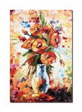 Cumpara ieftin Tablou 3D vaza cu maci pictat manual, 60x40cm ulei pe panza in cutit, Leonard Covaci