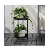 Suport Metalic cu 2 Nivele pentru Ghivece, 23 x 23 x 35 cm, Negru