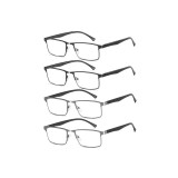 4-pachet ochelari de citit, ușori, cu blocare a luminii albastre, ramă metalică &ndash; Mix 1.25