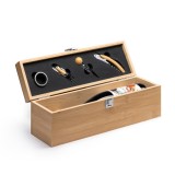 Cutie din bambus pentru vin cu set de accesorii din inox &ndash; prezentare elegantă și practică