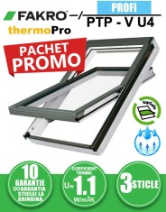 PROMO Fereastra mansarda FAKRO PTP-V U4, din PVC, 3 sticle