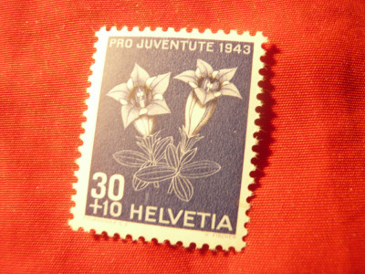 Timbru Elvetia 1943 - Pro Juventute , Flora , val. 30C foto