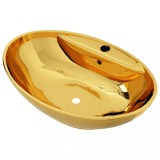Cumpara ieftin Chiuveta cu preaplin, auriu, 58,5 x 39 x 21 cm, ceramica