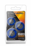 Set 3 inele cu margele pentru penis Blush Stay Hard albastre