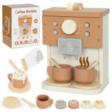 AIYAPLAY Set de joacă cu mașină de cafea din lemn, pentru copii de 3 ani cu accesorii, Maro | Aosom Romania