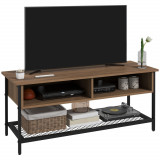 Dulap SuportTV pana la 48&quot; in Stil Industrial, Mobiler Jos cu Rafturi din Lemn si Otel, 110x40x48cm, Maro si Negru HOMCOM | Aosom Romania