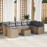 VidaXL Set Canapea Grădină 10 pcs Bej, gri deschis Mari