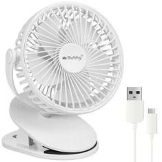Ventilator Wireless cu picior, USB-C, reglare 360 grade, 5W, 2 moduri de functionare, 1200 mAh, 60 dB, alb