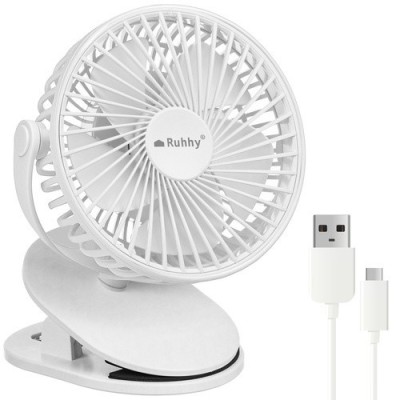 Ventilator Wireless cu picior, USB-C, reglare 360 grade, 5W, 2 moduri de functionare, 1200 mAh, 60 dB, alb foto