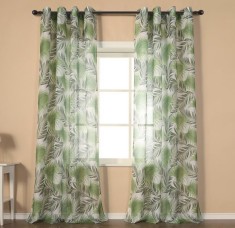 Set 2 perdele, model frunze tropicale, verde, 140x260 cm foto