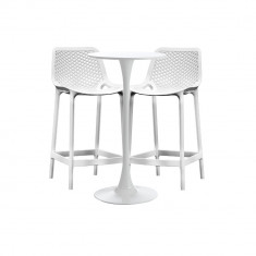 RAKI Set masa si scaune de bar alb, 3 piese, masa 60x101cm cu 2 scaune London Air 52x44x105cm foto
