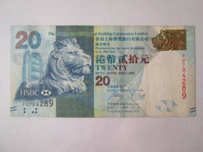 Hong Kong 20 Dollars 2014 HSBC Bank foto