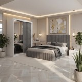 Dormitor Adela Gri cu Dressing Tapitat Model popular