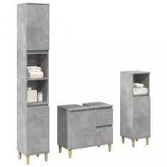 vidaXL Set mobilier de baie, 3 piese, gri beton, lemn compozit 3324945