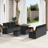 vidaXL Set de canapele pentru grădină cu pernă 9 pcs Negru 3363124
