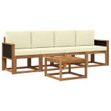 vidaXL Set de canapele de exterior cu pernă 4 pcs Natural și Crem 3384961