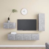 vidaXL Set dulapuri TV, 4 piese, gri beton, PAL