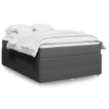 Cumpara ieftin Pat box spring cu saltea, gri &icirc;nchis, 140x190 cm, textil