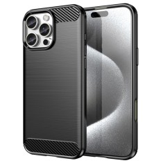 Husa carbon pentru iphone 16 pro max, tech protects anti-soc, black foto
