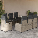 Set mobilier gradina cu perne, 9 piese, gri deschis, poliratan GartenMobel Dekor, vidaXL