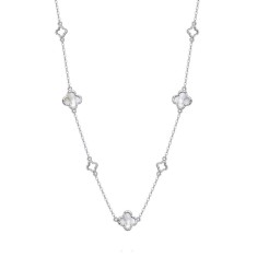 Lantisor argint 925, JW1684, model trifoi, placat cu rodiu