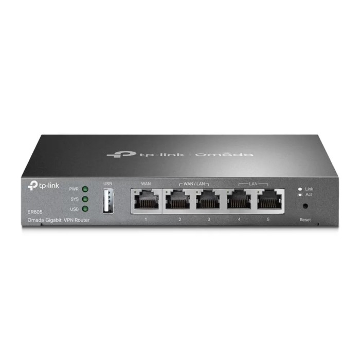 Router VPN Gigabit 1 x RJ45 WAN, 2 x RJ45 LAN/WAN, 2 x RJ45 LAN, 1 x USB - TP-Link Omada ER605