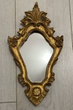 Oglindă de perete vintage stil florentin (cu elemente baroc / rococo) 33 x 18 cm, ramă de lemn, decorativă, elegantă